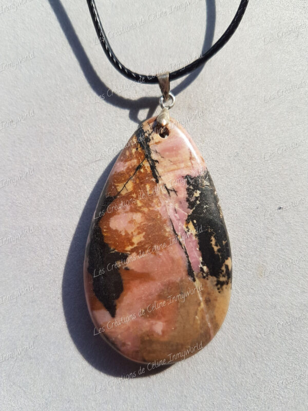 Pendentif goutte en Rhodonite (3)