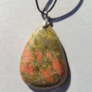 Pendentif goutte en Unakite (1)