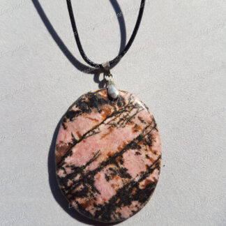Pendentif ovale en Rhodonite