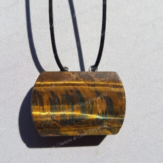 Pendentif rectangulaire en Œil de tigre et Œil de faucon