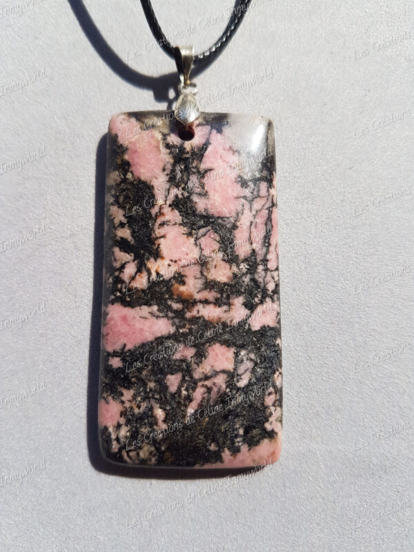 Pendentif rectangulaire en Rhodonite