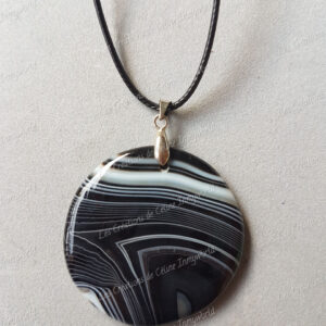 Pendentif rond en Agate du Botswana (1)