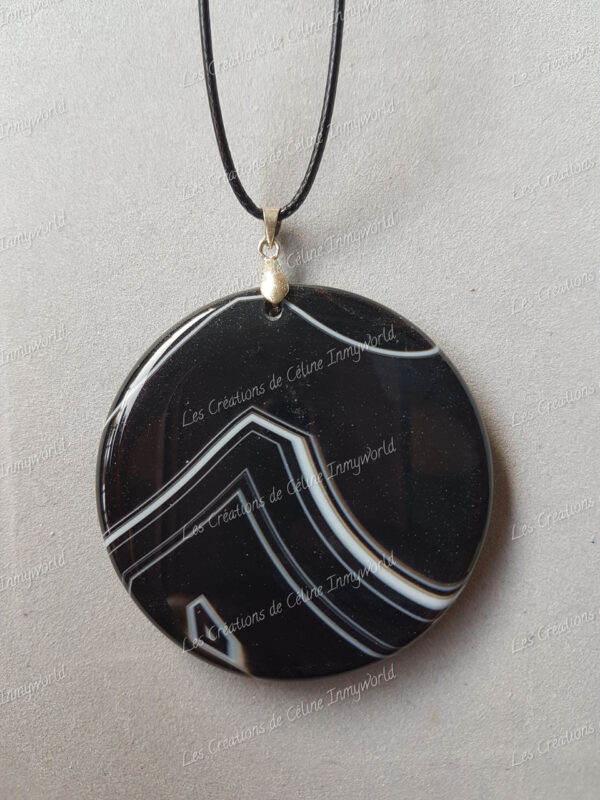 Pendentif rond en Agate du Botswana (2)