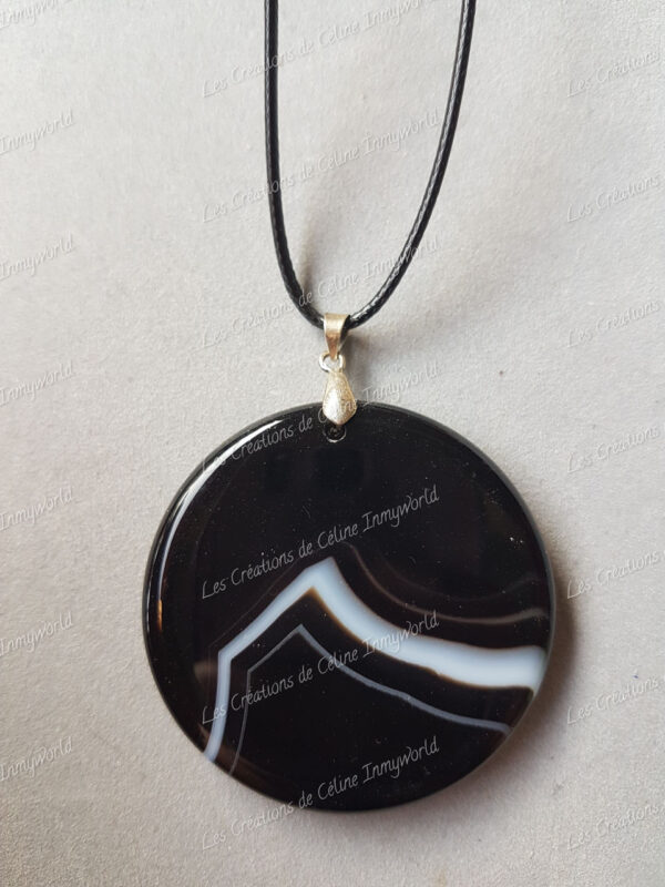 Pendentif rond en Agate du Botswana (3)