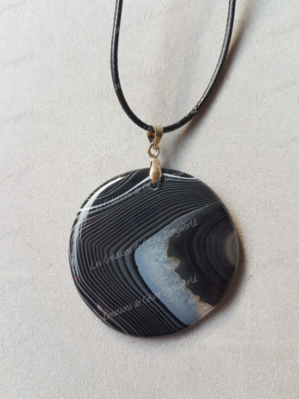 Pendentif rond en Agate du Botswana (8)