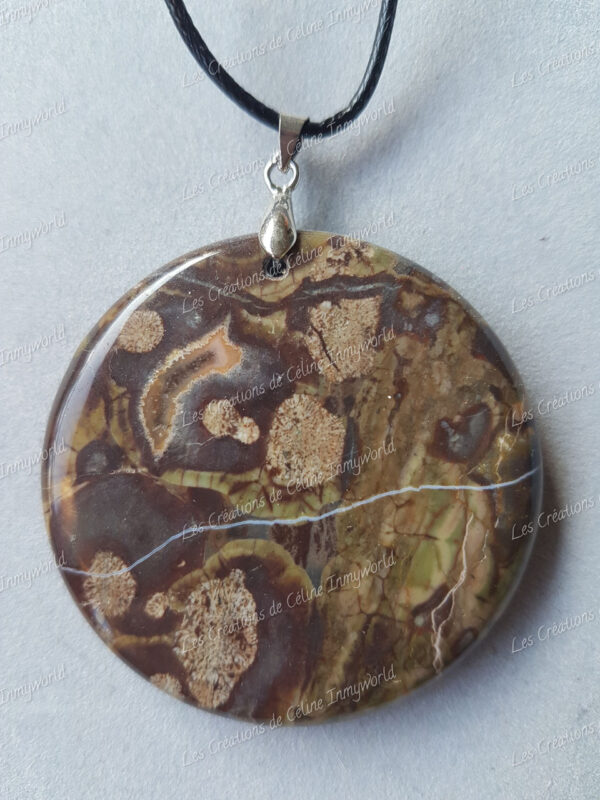 Pendentif rond en Jaspe orbiculaire (4)