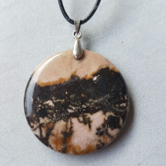 Pendentif rond en Rhodonite