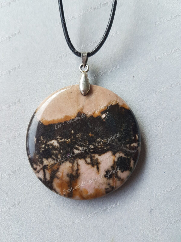 Pendentif rond en Rhodonite