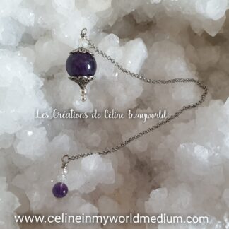 Pendule de radiesthésie confectionné sur-mesure. (Modèle unique) en Améthyste foncée