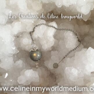 Pendule de radiesthésie confectionné sur-mesure. (Modèle unique) en Labradorite