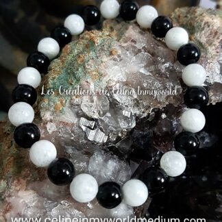 Bracelet pour la sérénité, le stress et améliorer le sommeil, en Pierre de Lune et Tourmaline noire