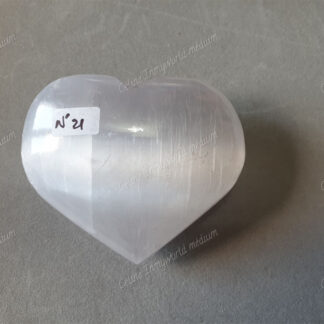 Pierre roulée coeur en Sélénite n°21