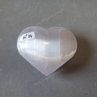 Pierre roulée coeur en Sélénite n°34