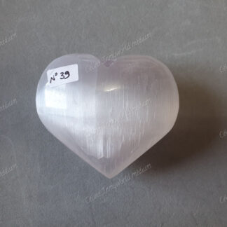 Pierre roulée coeur en Sélénite n°39