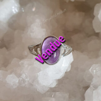 Bague réglable en Améthyste claire plaquée argent 925 modèle n°1