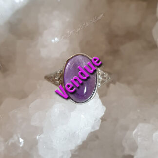 Bague réglable en Améthyste claire plaquée argent 925 modèle n°4 vendue