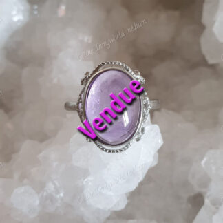 Bague réglable en Améthyste claire plaquée argent 925 modèle n°5 (vendue)