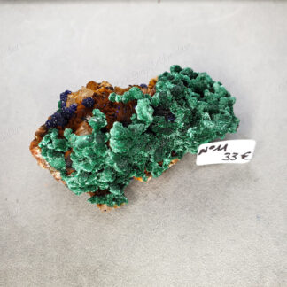 Druse d'Azurite-malachite et Baryte brune brutes modèle n°11