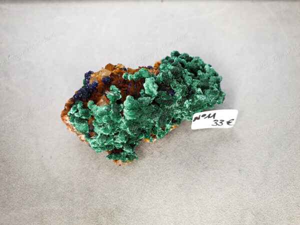 Druse d'Azurite-malachite et Baryte brune brutes modèle n°11