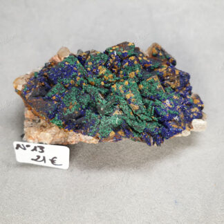 Druse d'Azurite-malachite et Baryte brune brutes modèle n°13