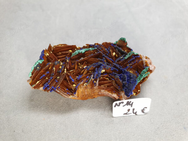 Druse d'Azurite-malachite et Baryte brune brutes modèle n°14