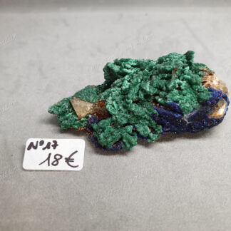 Druse d'Azurite-malachite et Baryte brune brutes modèle n°17