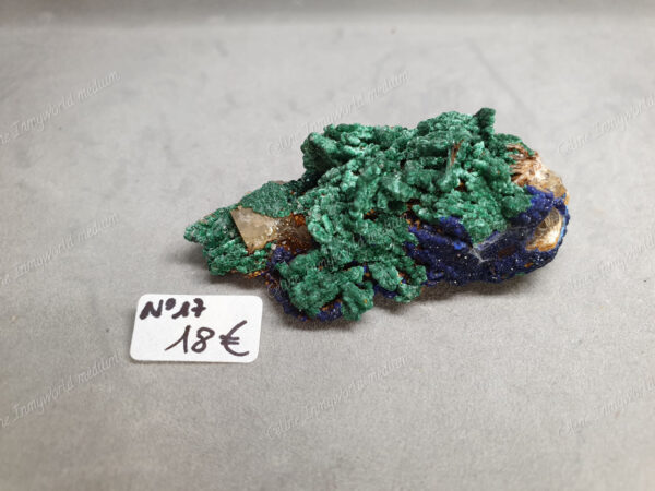 Druse d'Azurite-malachite et Baryte brune brutes modèle n°17