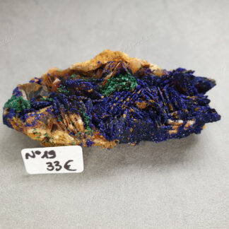 Druse d'Azurite-malachite et Baryte brune brutes modèle n°19