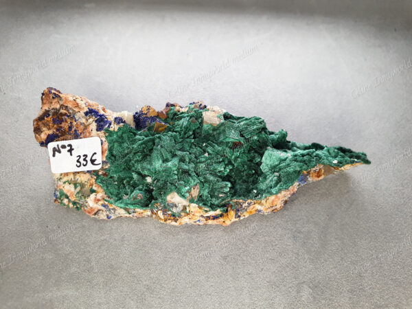 Druse d'Azurite-malachite et Baryte brune brutes modèle n°7