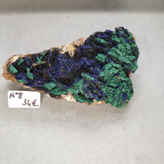 Druse d'Azurite-malachite et Baryte brune brutes modèle n°8