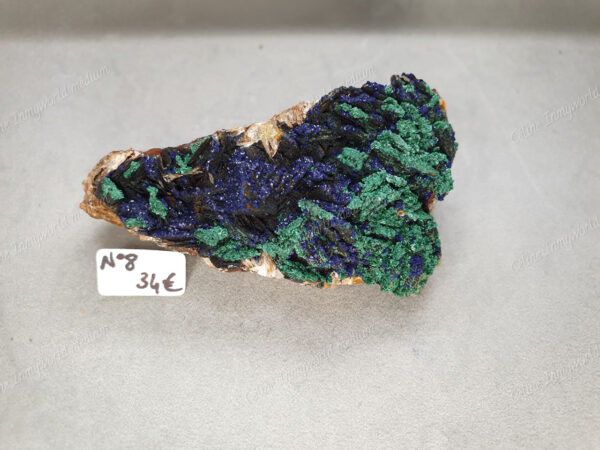 Druse d'Azurite-malachite et Baryte brune brutes modèle n°8