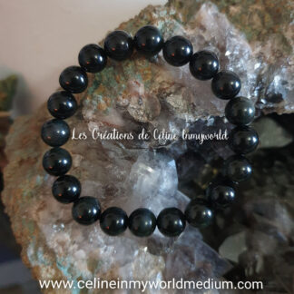 Bracelet de protection pour la Clairvoyance, en Obsidienne Oeil céleste (Arc-en-ciel)