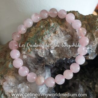 Bracelet pour la fertilité, la sensibilité, la délicatesse, en Quartz rose