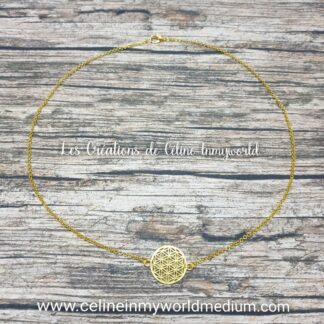 Pendentif et chaîne Fleur de Vie dorée