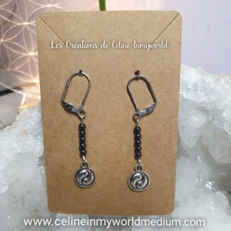 Boucles d'oreilles Yin et Yang en Hématite