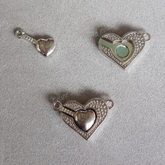 Fermoir magnétique argenté coeur