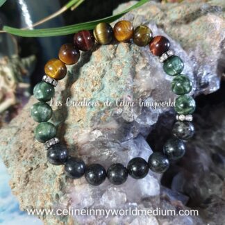 Bracelet pour accompagner au changement de vie, en Œil-de-fer, Astrophylitte et Séraphinite