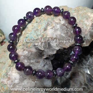 Bracelet pour l'hypertension, en Améthyste foncée