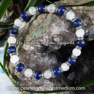 Bracelet pour la délicatesse et les troubles de la thyroïde, en Lapis-lazuli et Pierre de lune
