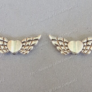 Ailes d'anges coeur métal couleur argenté
