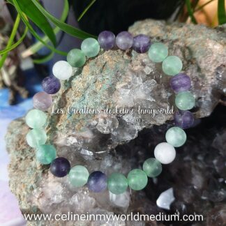 Bracelet pour l'autonomie, en Fluorite multicolore (mate)