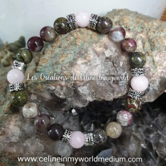 Bracelet Chemin de vie en Eudialyte, Jaspe Sanguin et Kunzite