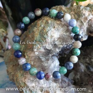 Bracelet Chemin de vie en Sodalite, Dumortiérite, Chrysocolle naturelle et Eudialyte