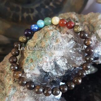Bracelet des 7 chakras anti-stress en Bronzite