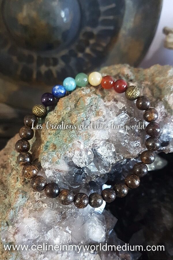 Bracelet des 7 chakras anti-stress en Bronzite