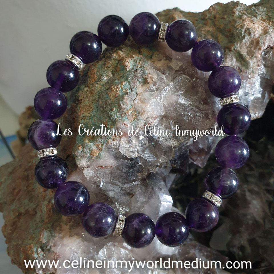 Bracelet pour la paix intérieure et le dépassement du deuil, en Améthyste foncée