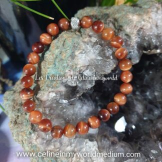 Bracelet contre le stress, en Oeil-de-tigre (teinté orange)
