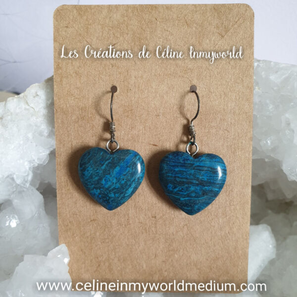 Boucles d'oreilles cœurs en Apatite